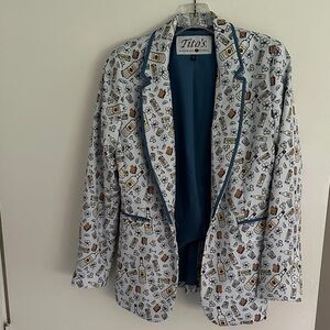 Tito’s Patterned Blazer - White and Blue